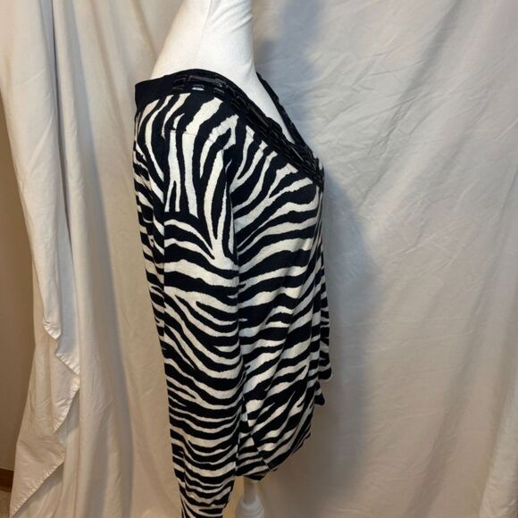 Michael Kors Zebra Stripe V Neck Studded Sweater Womens Embellished Long Sleeve - Picture 5 of 6